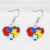 Wholesale Autism Autism Autism Color Puzzle Earrings Alloy Dropping Oil DIY Puzzle Autism Ladies Earrings