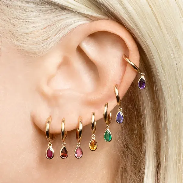 Wholesale 1 Pair IG Style Water Droplets Inlay Copper Zircon Gold Plated Drop Earrings