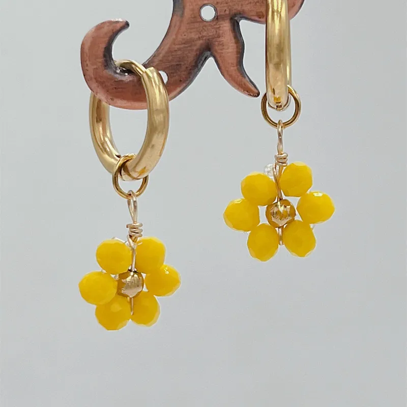 Wholesale 1 Pair Pastoral Flower Inlay 304 Stainless Steel Plastic Stainless Steel Earrings