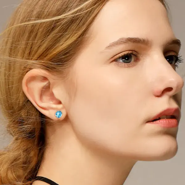 Wholesale Fashion Round Stainless Steel Inlay Zircon Earrings 1 Pair