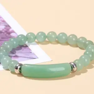 Natural Green Aventurine Bridge Bracelet / 8mm Long Tube 10 * 39mm