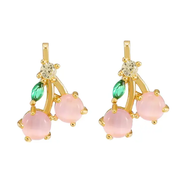 Wholesale Simple Style Fruit Copper Zircon Earrings