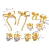 PVD Coated 18K Gold Plated Heart Shape Bow Knot 304 Stainless Steel Sweet Simple Style Waterproof Non Tarnish Drop Earrings