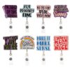 Wholesale Cross-border acrylic interesting English sentences easy to pull buckle badge clip buckle doctor nurse telescopic buckle easy to pull