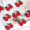 oly-74cc98a457bb4394e4265436a52e8960 Wholesale Full diamond cherry apple soft clay diamond ball straight hole beads wholesale DIY mobile phone key chain necklace bag chain aessories