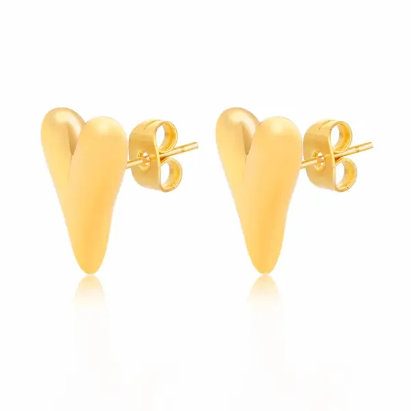 Wholesale PVD Coated Gold Plated Heart Shape 201 Stainless Steel Casual Simple Style Waterproof Non Tarnish 304 Stainless Steel Ear Studs