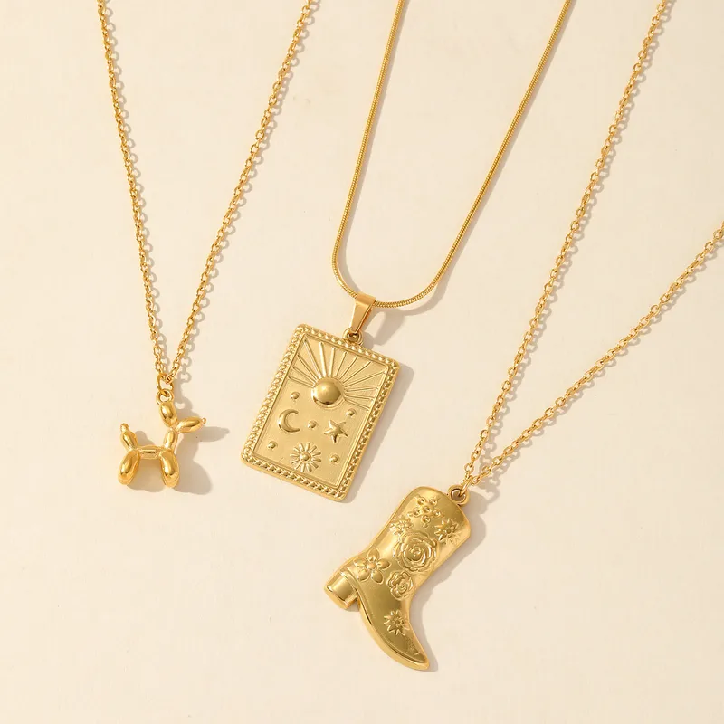 Wholesale Jewelry Casual Cute Dog Boots 304 Stainless Steel 18K Gold Plated Pendant Necklace