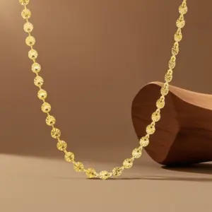 X0325-Disc Embossing-Necklace- Gold