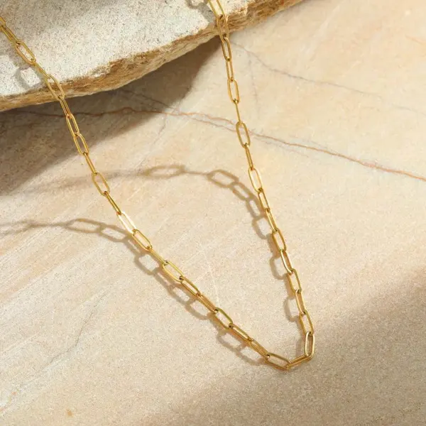 Wholesale Jewelry Casual Simple Style Solid Color 202 Stainless Steel PVD Coated Plating Cable Chain Figaro Chain Necklace