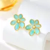 Wholesale Real Gold Plated Flower 304 Stainless Steel Glam Romantic Waterproof Non Tarnish Ear Studs
