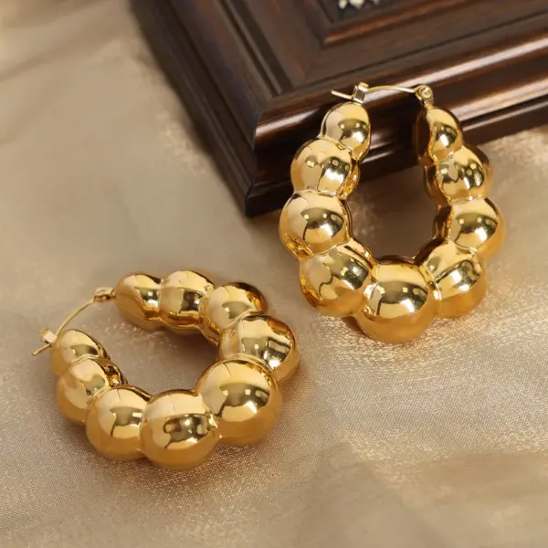 Wholesale 304 Stainless Steel Solid Color PVD Coated Stone-Free 18K Gold Plated Real Gold Plated 18K Gold Casual Simple Style Commute Waterproof Non Tarnish Patchwork Plating Gold Silver Earrings