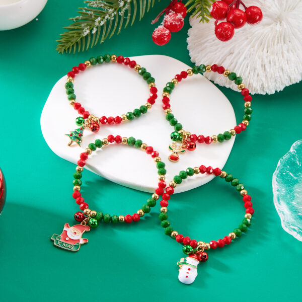 Wholesale Santa Claus Crystal Bell Beaded Bracelet