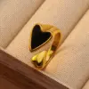 304 Stainless Steel Plastic Heart Shape Ion Plating (IP) Acrylic Shell 18K Gold Plated Lady Modern Style Classic Style Waterproof Non Tarnish Plating Inlay Open Rings