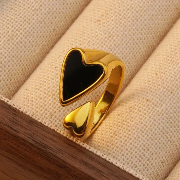 304 Stainless Steel Plastic Heart Shape Ion Plating (IP) Acrylic Shell 18K Gold Plated Lady Modern Style Classic Style Waterproof Non Tarnish Plating Inlay Open Rings