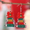 Wholesale Christmas Bow Pencil Wooden Double-Sided Earrings