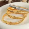 Wholesale 304 Stainless Steel Geometric PVD Coated Real Gold Plated Casual Simple Style Waterproof Non Tarnish Plating Gold Silver Bangle