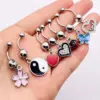 Wholesale Streetwear Heart Shape Butterfly Stainless Steel Plating Inlay Women's Belly Ring