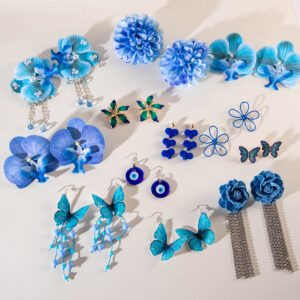 Wholesale Amazon Cross-Border New Small Fresh Multi-Color Butterfly Earrings Sweet Atmosphere Simulated Animal Earrings for Women