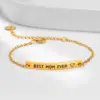 PVD Coated Real Gold Plated 18K Gold Letter Stainless Steel Simple Style Waterproof Non Tarnish 304 Stainless Steel ID Bracelet