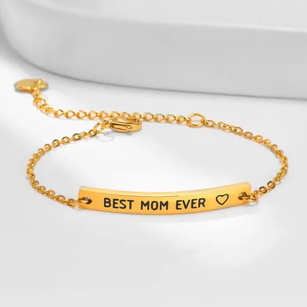 PVD Coated Real Gold Plated 18K Gold Letter Stainless Steel Simple Style Waterproof Non Tarnish 304 Stainless Steel ID Bracelet