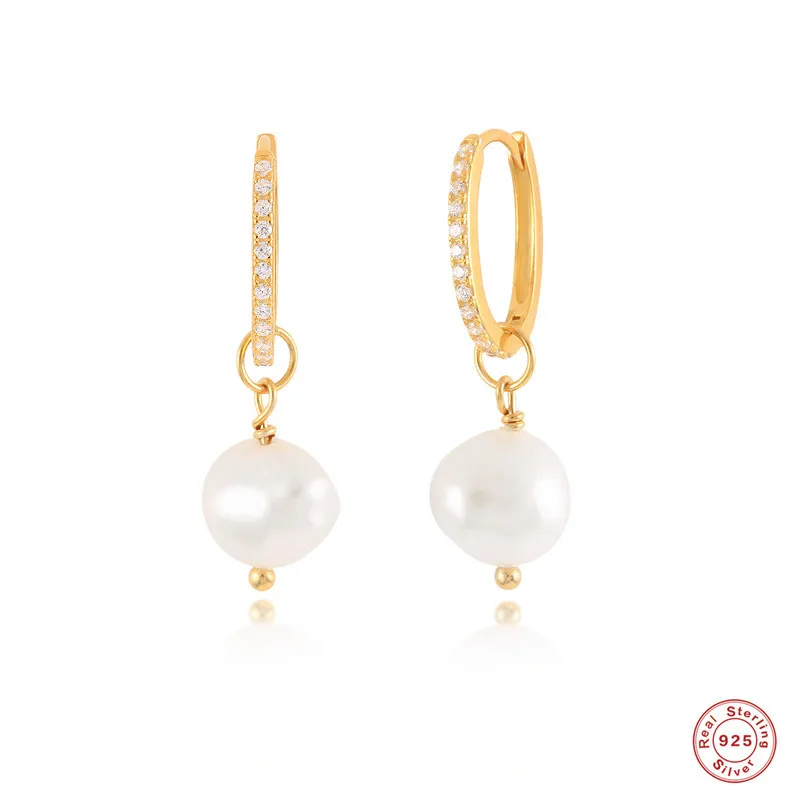 Wholesale 1 Pair 925 Sterling Silver Artificial Pearls Rhinestones Geometric Drop Earrings