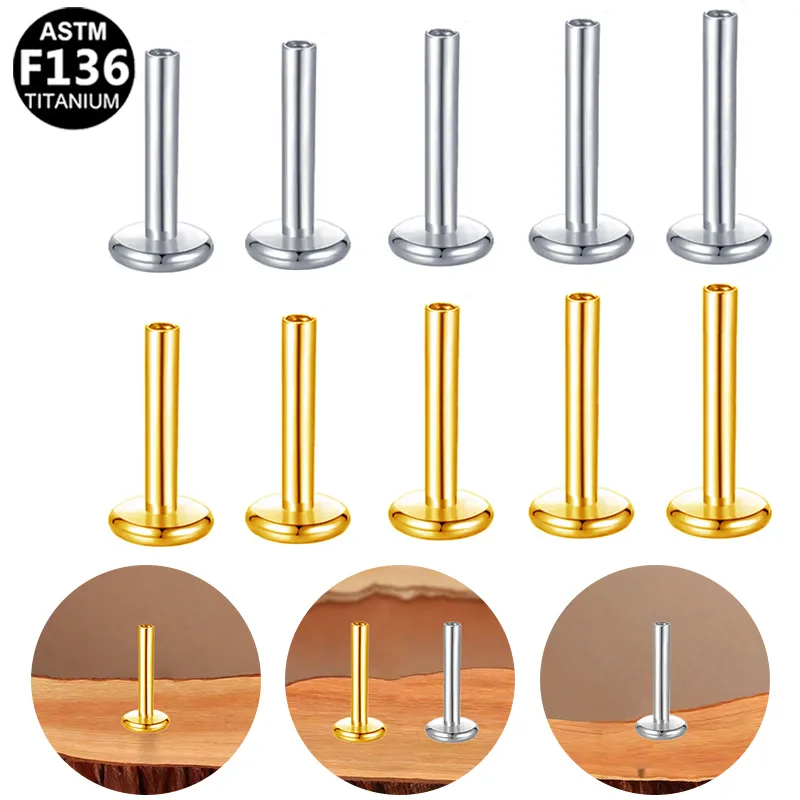 Wholesale 1 Piece Lip Rings Simple Style Classic Style Geometric Pure Titanium Titanium Alloy lishing Plating 14K Gold Plated White Gold Plated Lip Ri