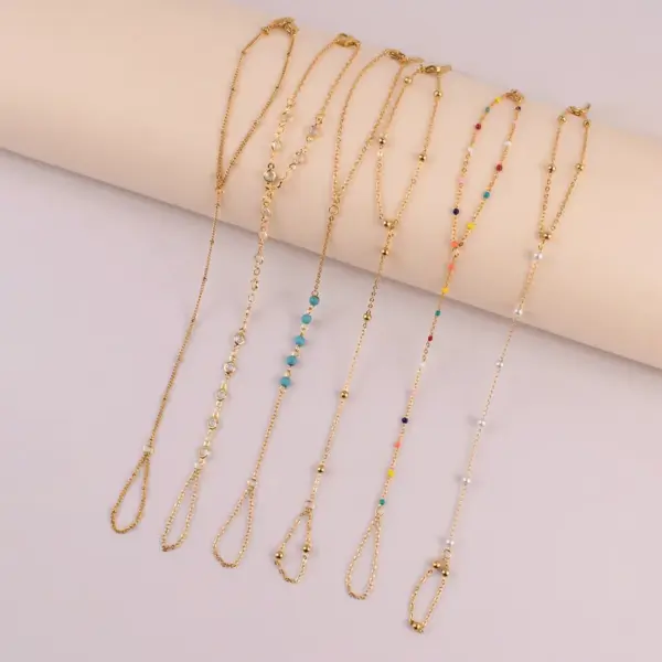 Retro Simple Style Geometric 304 Stainless Steel Artificial Pearls Turquoise Cable Chain Bracelets In Bulk