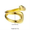Wholesale Vacuum Plating Real Gold Plated Solid Color Snake 304 Stainless Steel Retro Classic Style Waterproof Non Tarnish Open Rings