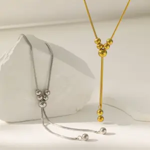 Wholesale PVD Coated Real Gold Plated 18K Solid Color 304 Stainless Steel Vacation Artistic Streetwear Waterproof Non Tarnish Pendant Necklace