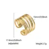 PVD Coated Real Gold Plated Stripe Solid Color Stainless Steel Retro Waterproof Non Tarnish Open Ring