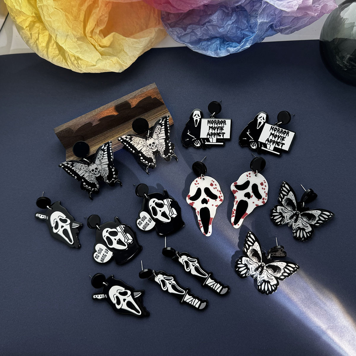 Wholesale Europe and the United States personality funny alarm imp earrings cross-border butterfly skull daer creative earrings female