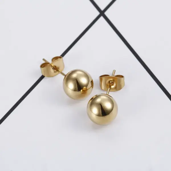 PVD Coated 18K Gold Plated Geometric Titanium Steel Waterproof Non Tarnish Earrings Ear Studs