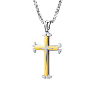 Slit gold + stainless steel chain