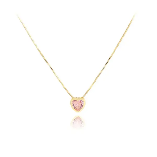 Wholesale Copper 18K Gold Plated Imitation Gold Gold Plated Inlay Heart Shape Zircon Copper Necklaces