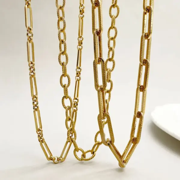 Wholesale Jewelry INS Style Printing 304 Stainless Steel Gold Plated Plating Chain Stainless Steel Necklaces