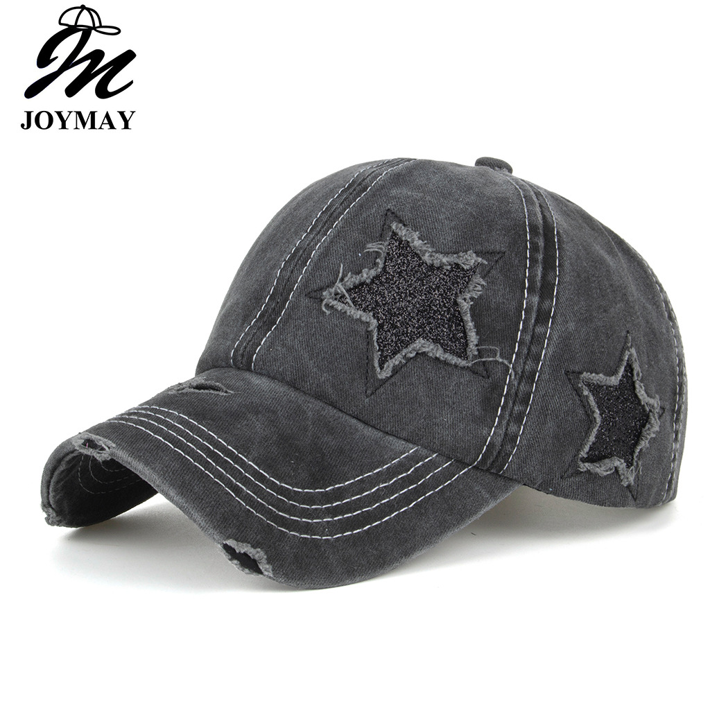 Wholesale Spring and Summer New Washed Five-inted Star nytail Baseball Cap Cap Sun Hat Sun Hat B812