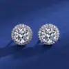 Wholesale 1 Pair Copper Imitation Moissanite Moissanite Earrings Round Ear Studs