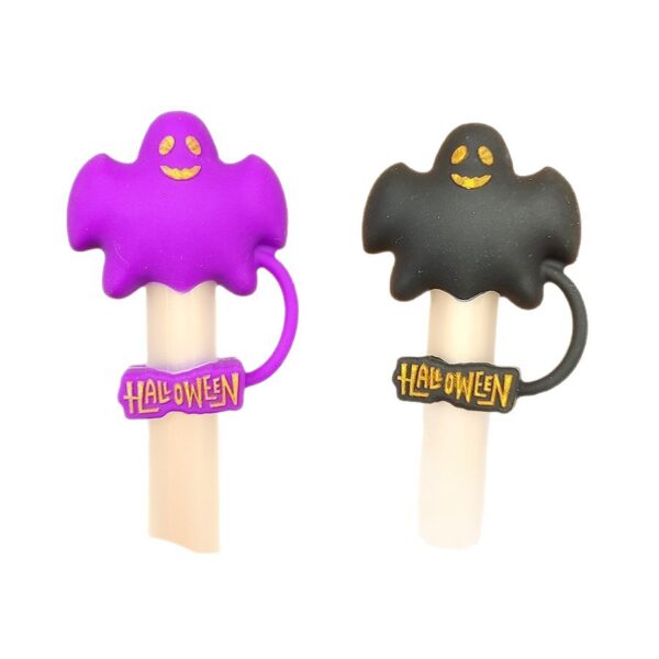 Wholesale Customized New Halloween Straw Cap 10mm Stanley Straw Cap Food Grade Silicone Cartoon Straw Cap