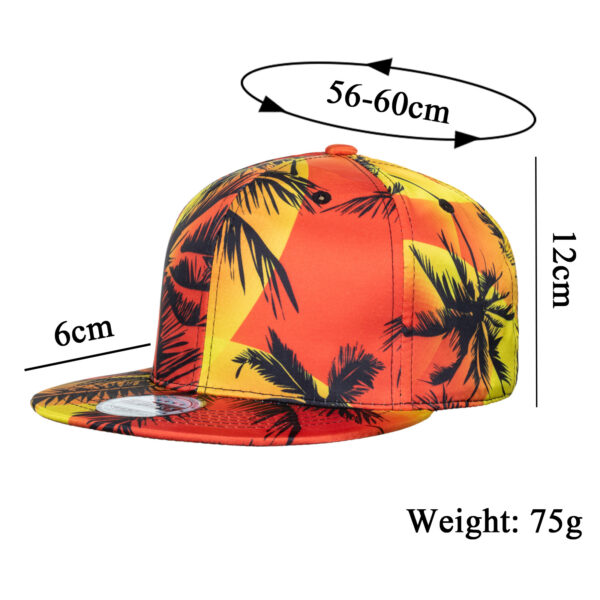 Wholesale Cross-border new hip-hop flat-brimmed baseball cap digital printing coconut pattern flat hat casual lovers hat B888