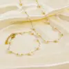 PVD Coated 14K Gold Real Gold Plated Solid Color 304 Stainless Steel Imitation Pearl Simple Style Waterproof Non Tarnish Bracelets Anklet Necklace