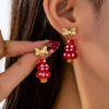 Wholesale Christmas tree gingerbread man bow earrings