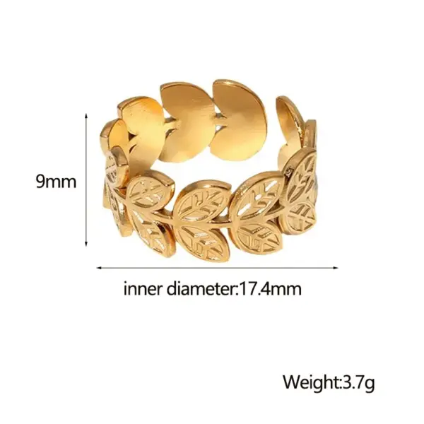 Wholesale Jewelry Fashion Leaf 304 Stainless Steel 18K Gold Plated Plating Stainless Steel Rings