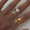 Wholesale PVD Coated Real Gold Plated 18K Gold Dolphin 304 Stainless Steel Cute Vacation Beach Waterproof Non Tarnish Rings