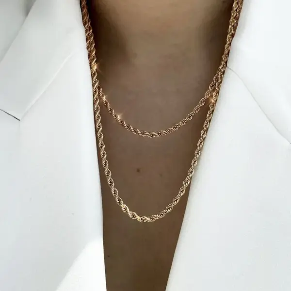 Wholesale PVD Coated 18K Gold Real Gold Plated Twist 304 Stainless Steel Simple Style Waterproof Non Tarnish 304 Stainless Steel Necklace