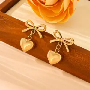 Golden Peach Heart Stud Earring