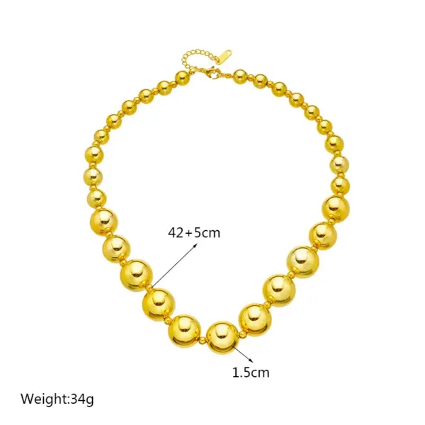 Wholesale Jewelry Punk Geometric 304 Stainless Steel 18K Gold Plated Beaded Gold Plated Stainless Steel Necklaces