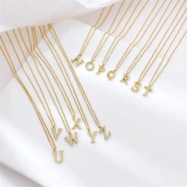 Wholesale Ion Plating (IP) 16K Gold Platinum Real Gold Plated Letter 304 Stainless Steel Simple Style Waterproof Non Tarnish 304 Stainless Steel Pendant Necklace