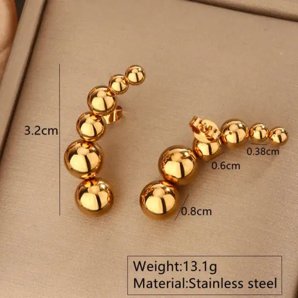 Ion Plating (IP) 18K Gold Plated Beads Solid Color 304 Stainless Steel Classic Style Waterproof Non Tarnish Ear Studs
