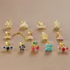Trendy Stainless Steel Fine Rod Ear Studs Single Piece Pierced Earrings Floral Crown Design Diamond Embedded Drop Shape