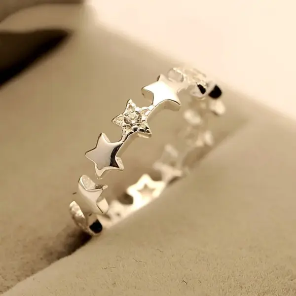 Wholesale Copper Inlaid Zircon Star Artificial Gemstones Copper Rings
